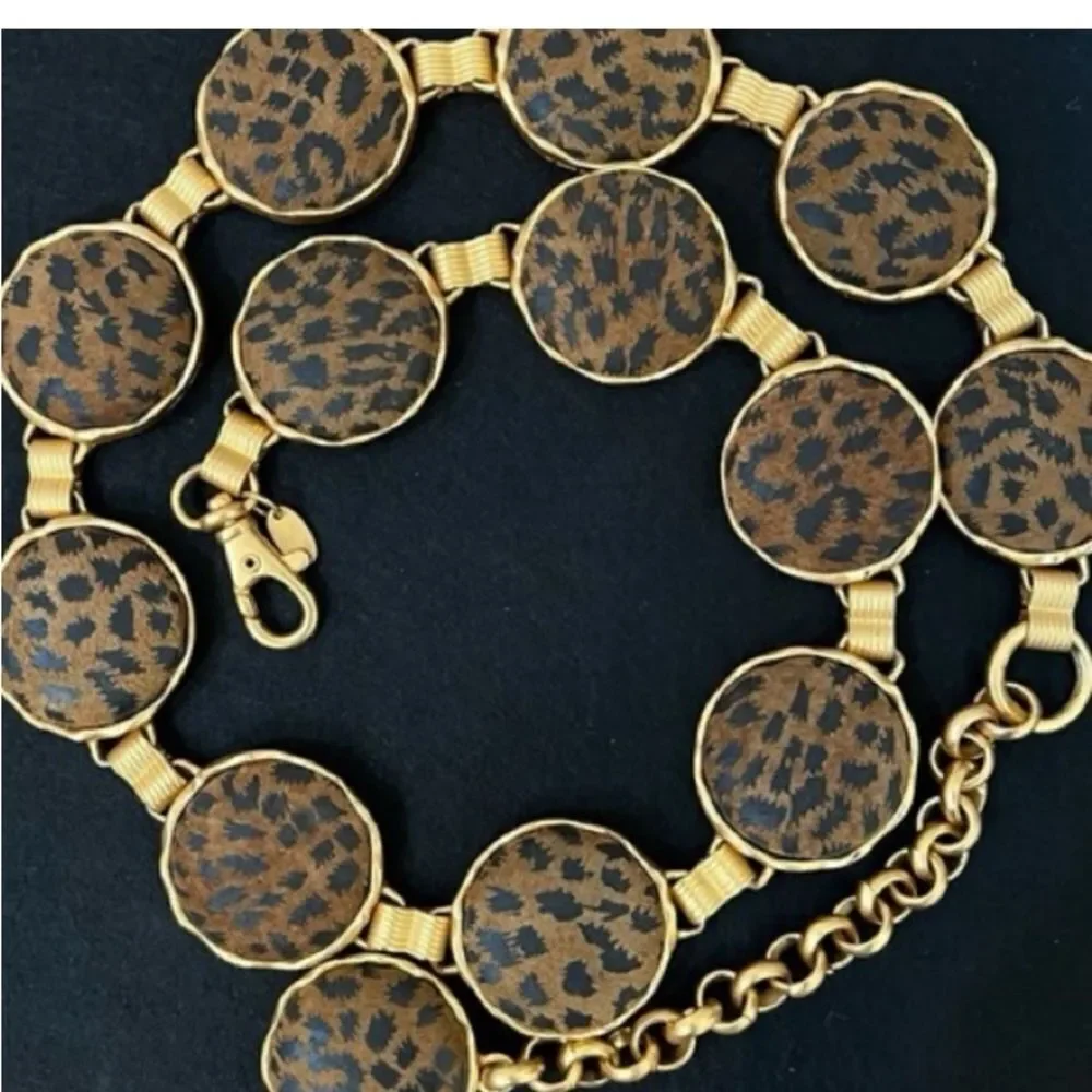 Vintage Express Gold and Brown Leopard Belt